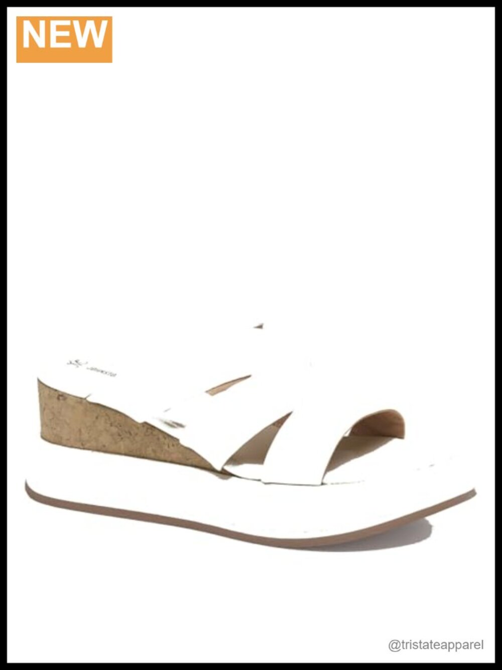Women's Triple Band Leather Slide Wedge Sandal